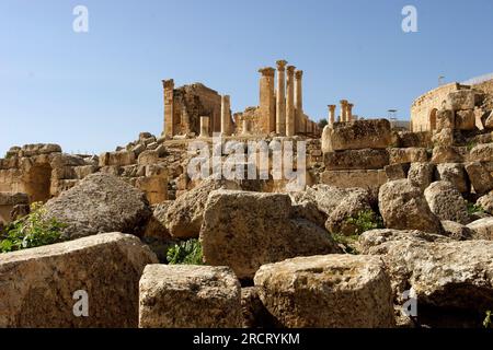 Tempel des Zeus, Jerash, Gerasa, archäologische Stätte, Amman, Jordanien Stockfoto