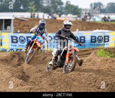 Profi- und Amateur-Motocross-Fahrer beim Triple Crown Series-Rennen in Ontario, Kanada Stockfoto