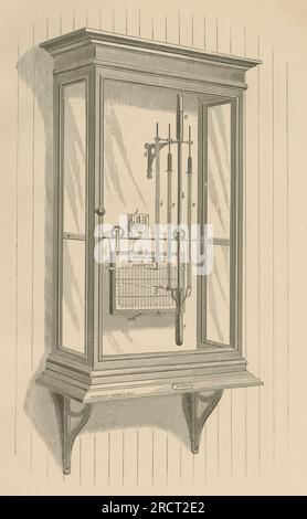 Antique 1878 Gravur aus dem Jahresbericht des New Yorker Meteorologischen Observatoriums von Daniel Draper, der Drapers Mercurial Barometer zeigt. QUELLE: ORIGINALGRAVIERUNG Stockfoto