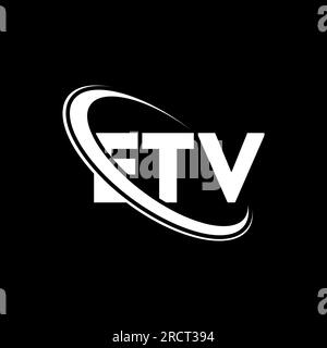ETV-Logo. ETV-Brief. ETV-Logo. Initialen ETV-Logo, verbunden mit einem Kreis und einem Monogramm-Logo in Großbuchstaben. ETV-Typografie für Technologie, Geschäfte Stock Vektor