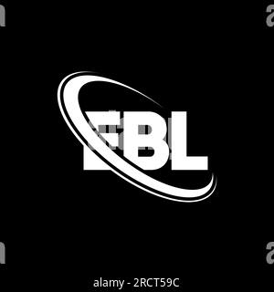 EBL-Logo. EBL-Buchstabe. Logo mit EBL-Buchstaben. Initialen EBL-Logo, verbunden mit einem Kreis und einem Monogramm-Logo in Großbuchstaben. EBL-Typografie für Technologie, Unternehmen Stock Vektor