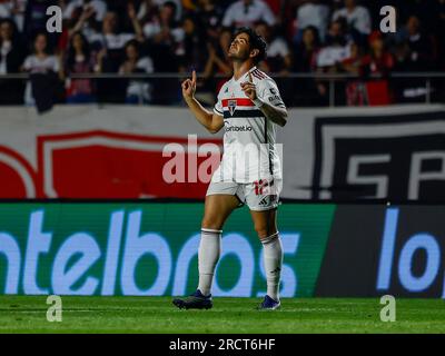 Sao Paulo, Brasilien. 16. Juli 2023. Spiel zwischen Sao Paulo und Santos für die 15. Runde der brasilianischen Meisterschaft 2023 im Estadio Cicero Pompeu de Toledo, Morumbi, am Sonntagnachmittag 16. Adriana Spaca/SPP (Adriana Spaca/SPP) Kredit: SPP Sport Press Photo. Alamy Live News Stockfoto