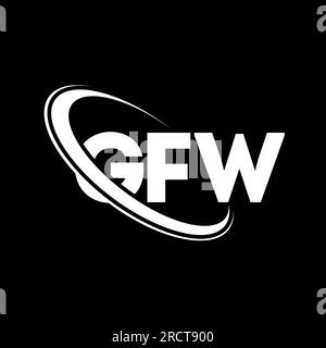 GFW-Logo. GFW-Brief. Logo mit GFW-Buchstaben. Initialen GFW Logo verbunden mit Kreis und Monogramm-Logo in Großbuchstaben. GFW-Typografie für Technologie, Unternehmen Stock Vektor