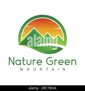Natur Green Mountain Logo Design Outdoor Adventure Logo Stock Vektor