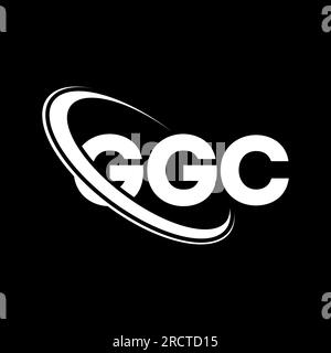 GGC-Logo. GGC-Brief. Logo mit GGC-Buchstaben. Initialen GGC-Logo, verbunden mit einem Kreis und einem Monogramm-Logo in Großbuchstaben. GGC-Typografie für Technologie, Unternehmen Stock Vektor