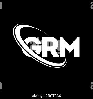 GRM-Logo. GRM-Brief. Logo mit GRM-Buchstaben. Initialen GRM-Logo, verbunden mit einem Kreis und einem Monogramm-Logo in Großbuchstaben. GRM-Typografie für Technologie, Geschäfte Stock Vektor