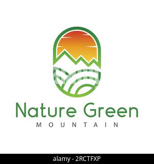 Natur Green Mountain Logo Design Outdoor Adventure Logo Stock Vektor