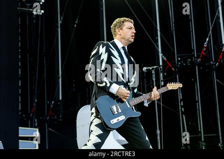 Mailand, Italien. 15. Juli 2023. Nicholaus Arson of the Hives tritt live auf dem IDAYS Festival in Mailand auf. (Foto: Mairo Cinquetti/SOPA Images/Sipa USA) Guthaben: SIPA USA/Alamy Live News Stockfoto