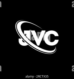 JVC-Logo. JVC-Brief. Logo mit JVC-Buchstaben. Initialen JVC-Logo, verbunden mit Kreis und Monogramm-Logo in Großbuchstaben. JVC-Typografie für Technologie, Unternehmen Stock Vektor