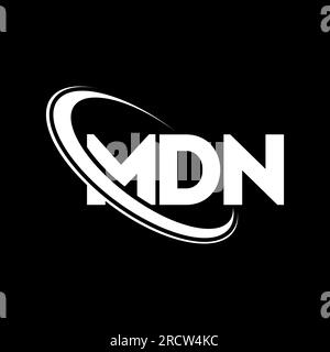MDN-Logo. MDN-Buchstabe. Logo mit MDN-Buchstaben. Initialen MDN-Logo, verbunden mit einem Kreis und einem Monogramm-Logo in Großbuchstaben. MDN-Typografie für Technologie, Unternehmen Stock Vektor