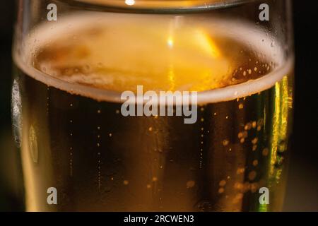Berlin, Deutschland. 15. Juni 2023. Bläschen sind in einem Glas helles Bier zu sehen. Kredit: Fernando Gutierrez-Juarez/dpa/Alamy Live News Stockfoto