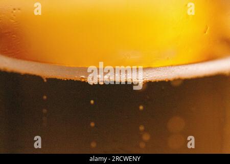 Berlin, Deutschland. 15. Juni 2023. Bläschen sind in einem Glas helles Bier zu sehen. Kredit: Fernando Gutierrez-Juarez/dpa/Alamy Live News Stockfoto