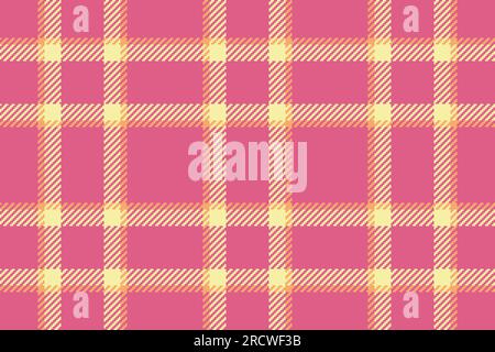 Strukturiertes Karomuster aus Textilgewebe mit Schottenvektorhintergrund, nahtlos in Rot und Gelb. Stock Vektor