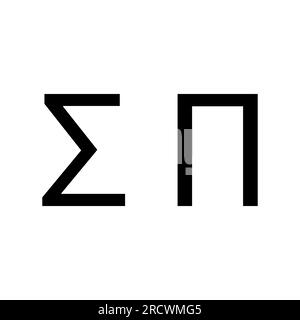 Sigma- und pi-Symbol. Summierung und Produktnotation. Griechisches Alphabet Stock Vektor