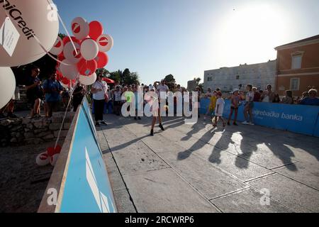 Zadar, Kroatien. 16. Juli 2023. Der Kindertag fand im Rahmen der Ankündigung der Veranstaltung „Gem Set Croatia“ in Zadar, Kroatien, am 16. Juli 2023 statt. Das von der Marin Cilic Foundation organisierte humanitäre und sportliche Schauspiel Gem Set Croatia wird zum dritten Mal in Zadar stattfinden. Wie jedes Jahr wird die Stiftung die gesammelten Gelder für den Bau eines Kinderspielplatzes verwenden. Foto: Sime Zelic/PIXSELL Credit: Pixsell/Alamy Live News Stockfoto