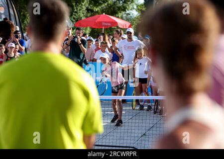 Zadar, Kroatien. 16. Juli 2023. Der Kindertag fand im Rahmen der Ankündigung der Veranstaltung „Gem Set Croatia“ in Zadar, Kroatien, am 16. Juli 2023 statt. Das von der Marin Cilic Foundation organisierte humanitäre und sportliche Schauspiel Gem Set Croatia wird zum dritten Mal in Zadar stattfinden. Wie jedes Jahr wird die Stiftung die gesammelten Gelder für den Bau eines Kinderspielplatzes verwenden. Foto: Sime Zelic/PIXSELL Credit: Pixsell/Alamy Live News Stockfoto