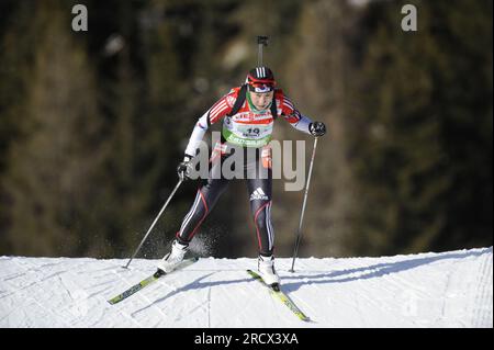 MUN Ji-Hee KOR Aktion Biathlon 4 x 6km Staffel der Frauen am 22.1.2011 in Antholz Stockfoto