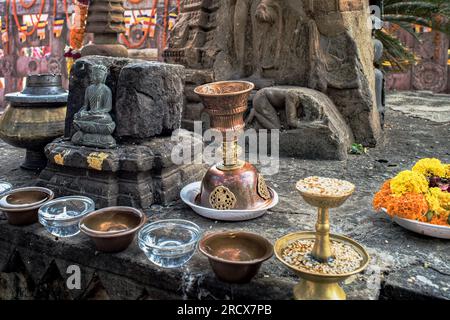 12 25 2014 Rituale in der tibetischen Mythologie im Maha Bodhi Komplex Bodhgaya Bihar Indien.Asien Stockfoto