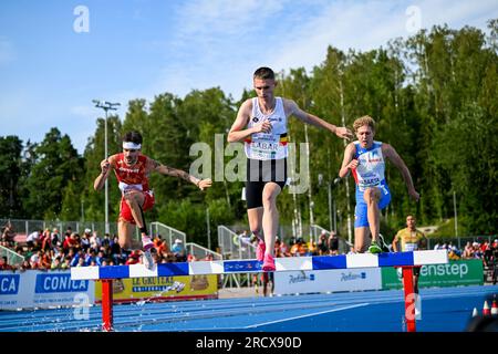 Espoo, Finnland. 16. Juli 2023. Belgischer Clement Labar in Aktion am vierten und letzten Tag der Europameisterschaft U23 in Espoo, Finnland, Sonntag, den 16. Juli 2023. Die Europameisterschaften finden vom 13. Bis 17. Juli statt. BELGA FOTO THOMAS WINDESTAM Kredit: Belga News Agency/Alamy Live News Stockfoto