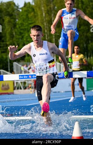 Espoo, Finnland. 16. Juli 2023. Belgischer Clement Labar in Aktion am vierten und letzten Tag der Europameisterschaft U23 in Espoo, Finnland, Sonntag, den 16. Juli 2023. Die Europameisterschaften finden vom 13. Bis 17. Juli statt. BELGA FOTO THOMAS WINDESTAM Kredit: Belga News Agency/Alamy Live News Stockfoto