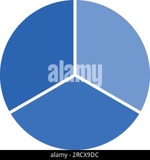 Kreis geteilt in drei gleiche Segmente. Eine dritte Kreisvektordarstellung, isoliert auf weißem Hintergrund. Stock Vektor