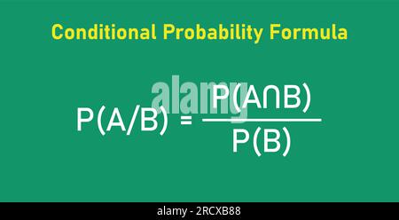 Bayes-Theorem-Formel in der Wahrscheinlichkeitstheorie. Mathematische Ressourcen für Lehrer und Schüler. Stock Vektor