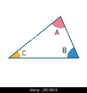 Innenwinkel in einem Dreieck entsprechen dem geraden Winkel von 180 Grad. Stock Vektor