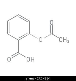 Chemische Struktur von Aspirin oder Acetylsalicylsäure (C9H8O4). Chemische Ressourcen für Lehrer und Schüler. Vektordarstellung Stock Vektor