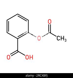 Chemische Struktur von Aspirin oder Acetylsalicylsäure (C9H8O4). Chemische Ressourcen für Lehrer und Schüler. Vektordarstellung Stock Vektor