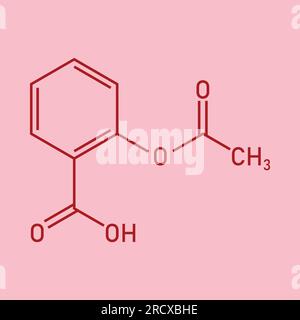 Chemische Struktur von Aspirin oder Acetylsalicylsäure (C9H8O4). Chemische Ressourcen für Lehrer und Schüler. Vektordarstellung Stock Vektor