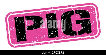 SCHWEINETEXT auf rosa-schwarzem Stempelschild. Stockfoto