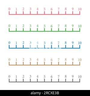 Zahlenzeile 1-10 für Vorschulkinder. Zahlen zählen. Mathematikressourcen für Lehrer. Vektordarstellung isoliert auf weißem Hintergrund. Stock Vektor