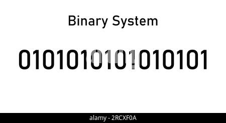 Das binäre Zahlensystem. Konvertierung von Binär- in Dezimalwert. Wert der Ziffern im binären Zahlensystem. Stock Vektor