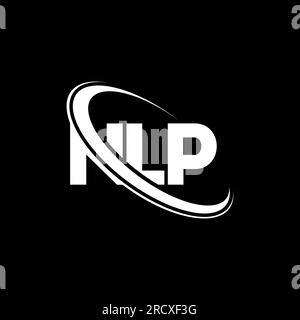 NLP-Logo. NLP-Buchstabe. Logo mit NLP-Buchstaben. Initialen NLP-Logo, verbunden mit einem Kreis und einem Monogramm-Logo in Großbuchstaben. NLP-Typografie für Technologie, Geschäfte Stock Vektor