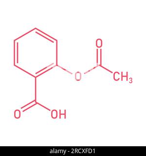 Chemische Struktur von Aspirin oder Acetylsalicylsäure (C9H8O4). Chemische Ressourcen für Lehrer und Schüler. Vektordarstellung Stock Vektor