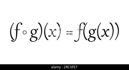 Die Zusammensetzung zweier Funktionen in der Mathematik. Wissenschaftliche Vektordarstellung isoliert auf weißem Hintergrund. Stock Vektor