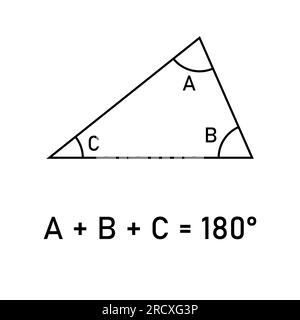 Innenwinkel in einem Dreieck entsprechen dem geraden Winkel von 180 Grad. Stock Vektor