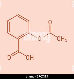 Chemische Struktur von Aspirin oder Acetylsalicylsäure (C9H8O4). Chemische Ressourcen für Lehrer und Schüler. Vektordarstellung Stock Vektor