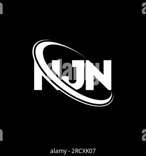 NJN-Logo. NJN-Brief. Logo mit NJN-Buchstaben. Initialen NJN-Logo, verbunden mit einem Kreis und einem Monogramm-Logo in Großbuchstaben. NJN-Typografie für Technologie, Geschäfte Stock Vektor