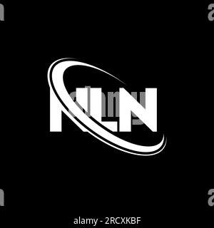 NLN-Logo. NLN-Buchstabe. Logo mit NLN-Buchstaben. Initialen NLN-Logo, verbunden mit einem Kreis und einem Monogramm-Logo in Großbuchstaben. NLN-Typografie für Technologie, Geschäftsleute Stock Vektor