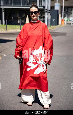 Berlin, Deutschland. 11. Juli 2023. Street Styles während der Berliner Fashion Week SS24 in Berlin am 11. Juli 2023. (Foto: Emmanuele Contini/NurPhoto) Kredit: NurPhoto SRL/Alamy Live News Stockfoto