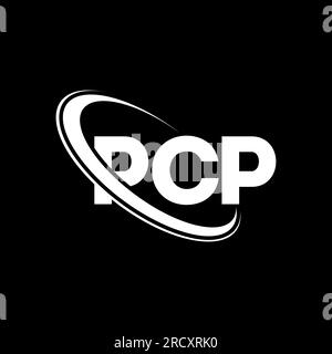 PCP-Logo. PCP-Brief. PCP-Logo. Initialen PCP-Logo, verbunden mit einem Kreis und einem Monogramm-Logo in Großbuchstaben. PCP-Typografie für Technologie, Geschäfte Stock Vektor
