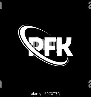 PFK-Logo. PFK-Brief. Logo mit PFK-Buchstaben. Initialen PFK-Logo, verbunden mit Kreis und Monogramm-Logo in Großbuchstaben. PFK-Typografie für Technologie, Geschäftsleute Stock Vektor