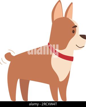 - Französische Bulldogge im Profil. Lustiger kleiner Hund. Flacher Stil, Cartoon-Charakter in brauner Farbe, isoliert. Vektordarstellung eines Welpen. Stock Vektor