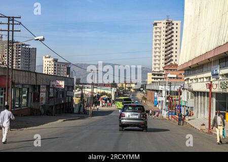 Eine Straße in Addis Abeba, 06. Februar 2022 Stockfoto
