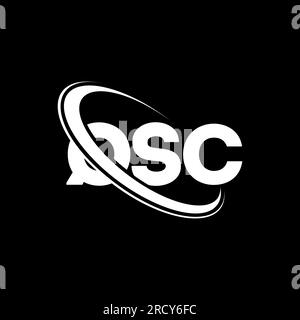QSC-Logo. QSC-Brief. Logo mit QSC-Buchstaben. Initialen QSC-Logo, verbunden mit einem Kreis und einem Monogramm-Logo in Großbuchstaben. QSC-Typografie für Technologie, Unternehmen Stock Vektor