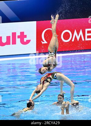 Fukuoka, Japan. 17. Juli 2023. Team Japan tritt beim künstlerischen Finale der World Aquatics Championships 2023 in Fukuoka, Japan, am 17. Juli 2023 auf. Kredit: Xia Yifang/Xinhua/Alamy Live News Stockfoto