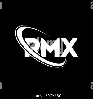 RMX-Logo. RMX-Brief. Logo mit RMX-Buchstaben. Initialen RMX-Logo, verbunden mit einem Kreis und einem Monogramm-Logo in Großbuchstaben. RMX-Typografie für Technologie, Unternehmen Stock Vektor