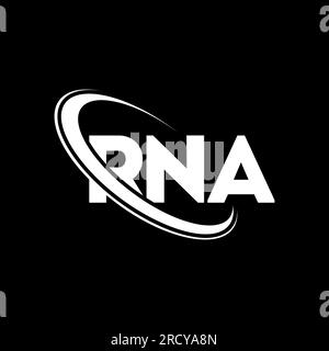 RNA-Logo. RNA-Brief. Logo mit RNA-Buchstaben. Initialen RNA Logo verbunden mit Kreis und Monogramm-Logo in Großbuchstaben. RNA-Typographie für Technologie, Geschäfte Stock Vektor