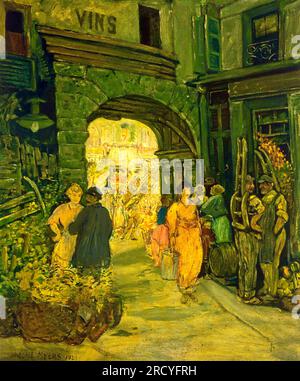 Jerome Myers (amerikanischer Künstler) - Markt in Paris - 1920 Stockfoto